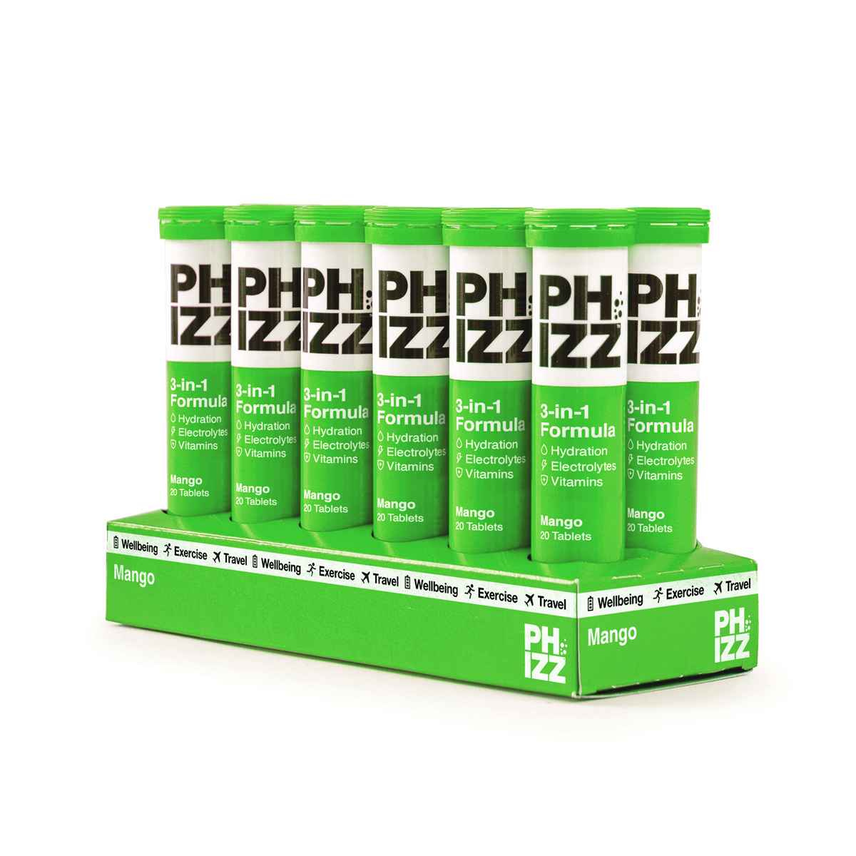 Phizz Mango 3-in-1 Hydration, Electrolytes and Vitamins Effervescent Tabs 12x20 Tabs